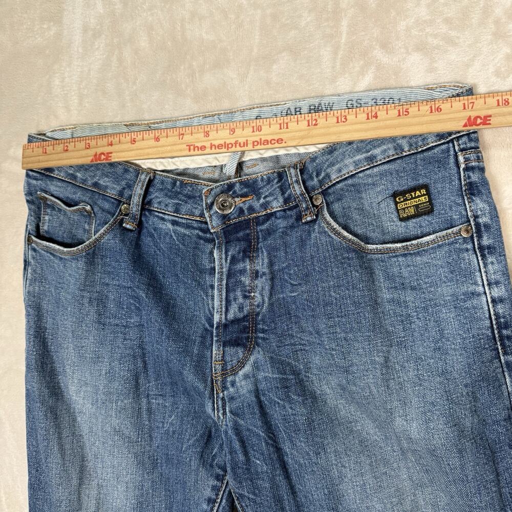 G-Star RAW Jeans GS 3301 Blue Low Rise Straight Button Fly Y2K Men's Size 34x32 - Picture 9 of 10